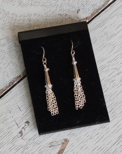 Judy Larson's Cone and Chain Earrings - , Contemporary Wire Jewelry, , cone and chain earrings